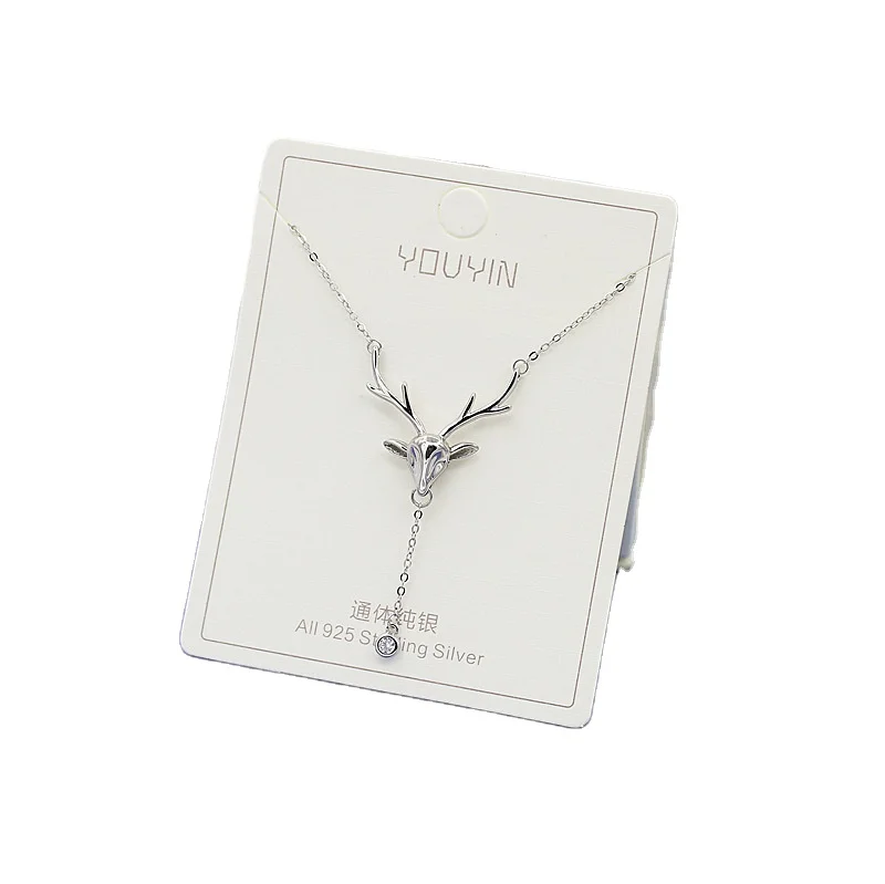 

S925 Sterling Silver A Deer With You Necklace Forest Elk Clavicle Chain Necklace Christmas