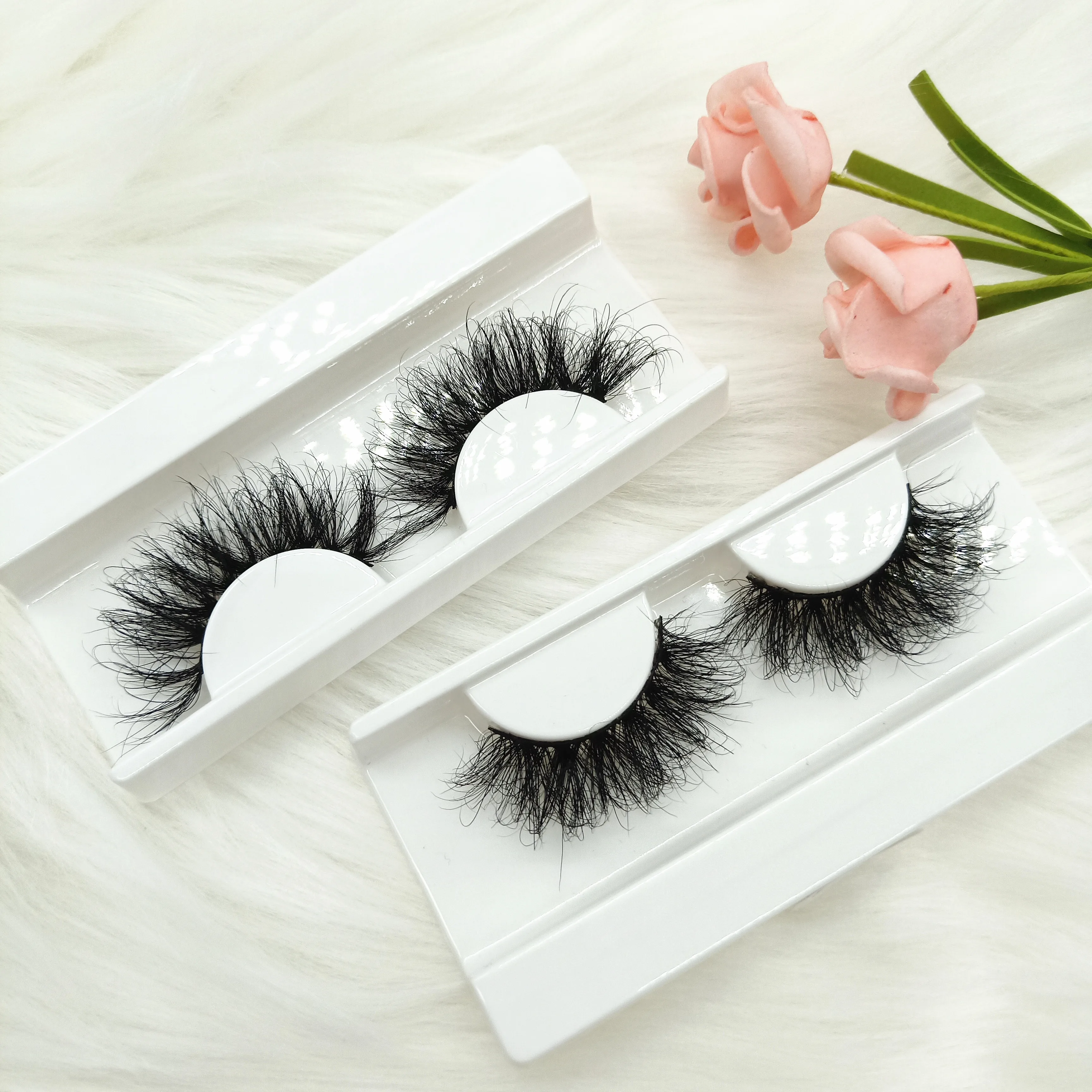 

Hot Selling Mink Lashes3d Wholesale Vendor 20mm 25mm Fluffy Full Strip Lashes Luxury Curly Thick Eyelashes, Black,
