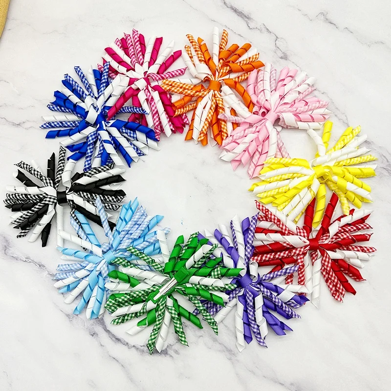 

Wholesale Hair Bow For Women Custom Hair Accessories Toddler Stain Ribbon Baby Girl Bows Multicolor pom pom Hair Bow Clips Set