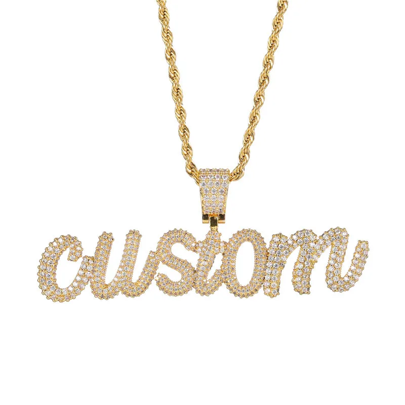

N3372 New Font Necklace Customize Pendant Free Commission Full Iced Out Men Hip Hop Jewelry Gift Custom Necklace