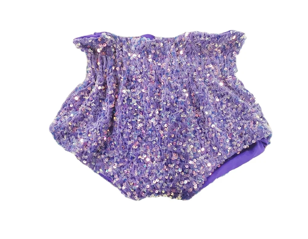 

Free Shipping Wholesale Toddler High Waist Shorts Baby Girls Solid Color Sequined Bummies Out Wear Kids Shorts, Picture shows