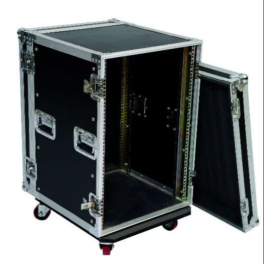 

24U black color Good Quality Aluminum flight cases for equipment with heavy duty wheels, Customized color