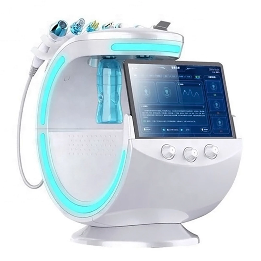 

2021 7 in 1 hydra water peel Microdermabrasion Oxygen Jet Hydrodermabrasion Facial Machine for Clean care Skin analyzer, White