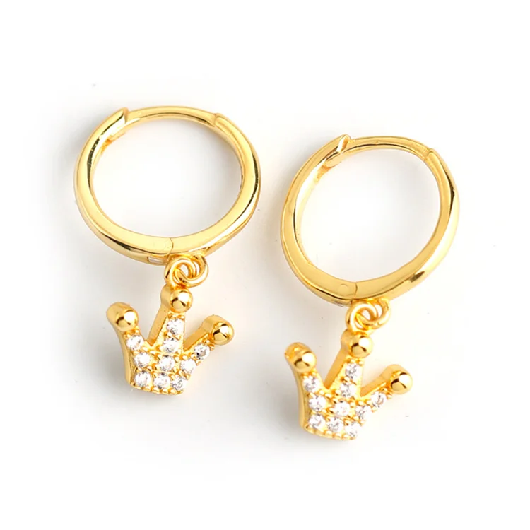 

Hawaiian jewelry 925 sterling silver 2021 trending crown drop earring hoop earrings