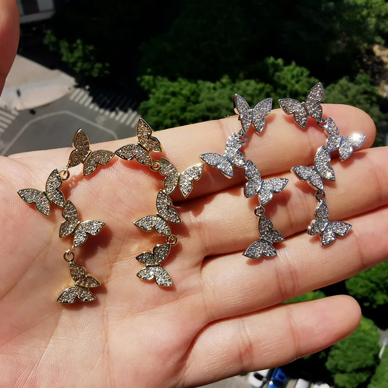 

diamond butterfly gold silver plated jewelry earrings for women 2020