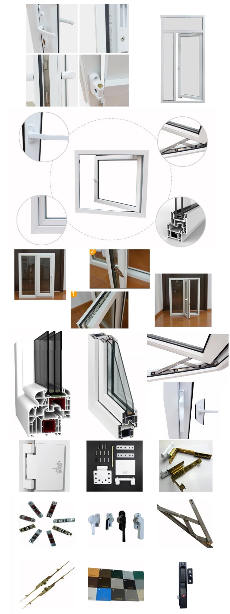 Factory Directly Supply frame door fog glass exterior pvc price with high quality