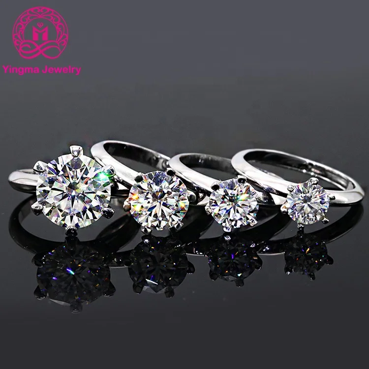

Fashion sterling silver 925 jewellery moissanite diamond ring 0.5ct/1ct/2ct/3ct/5ct moissanite ring with GRA certificate