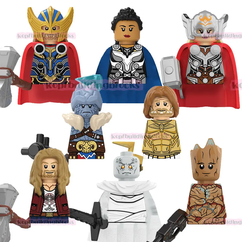 

KT1062 Valkyrie Mighty Thor Korg Zeus Gorr Groot Super Heroes Plastic Mini Building Block Figure Plastic Kids Toy