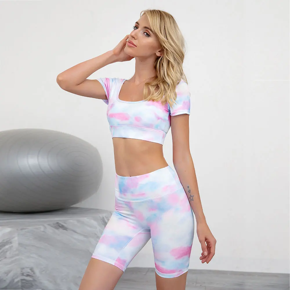

Instock Hot Selling New Digital Printing Vest Shorts Suit Beauty Back Fitness Yoga Suit, Picture