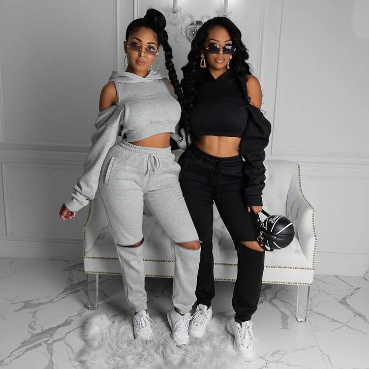 

Women Clothing casual tracksuit sportswear gym Two Piece Sets women pullover Sweatshirt Crop Top hoodie and jogger sweat pant, Multi color