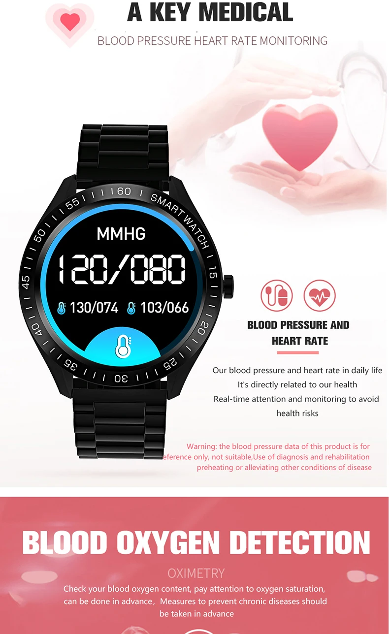 F13 Smart Watch Men 1.3 Inch Full Touch Round Screen Heart Rate Monitoring Weather Forecast Stainless Steel Wrist Smartwatch (9).jpg