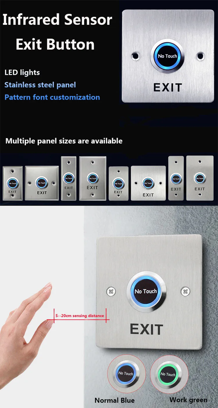 Stainless Steel Panel Touchless Door Release Button Wave Button