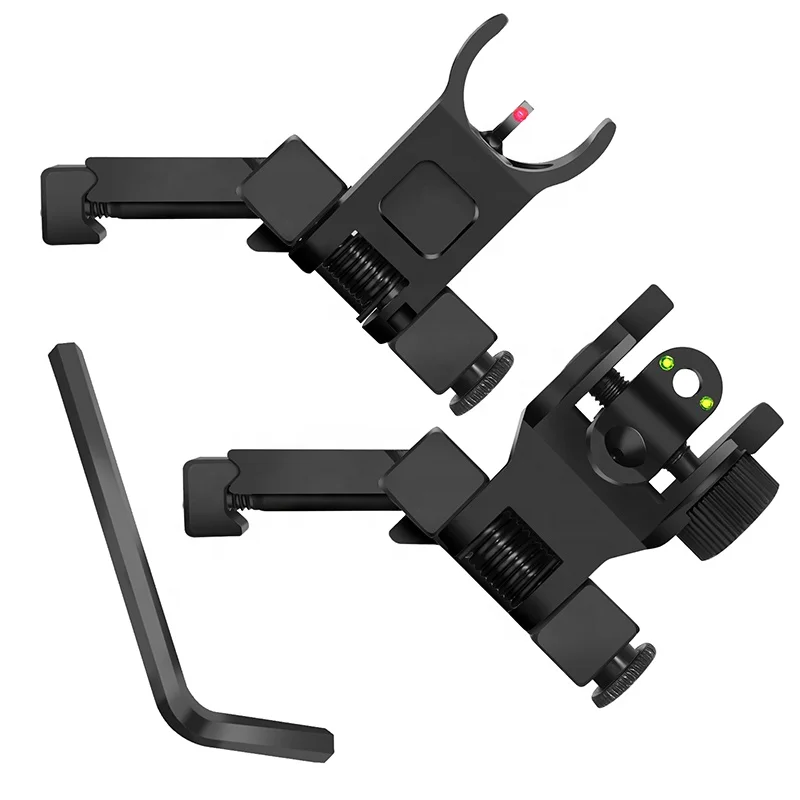 

New Design Tactical AR15 Fiber Optics 45 Degree Offset Iron Sights AR-15 Rifle, Black