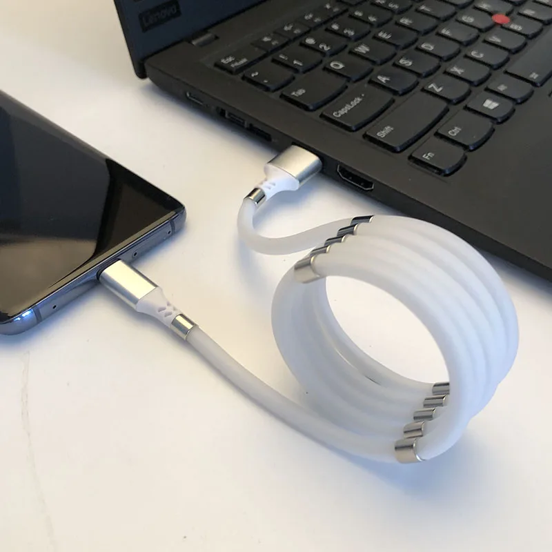 No moq charging cable self-winding magnetic cable Fast charging usb charging cable for IOS Android Type C - ANKUX.COM