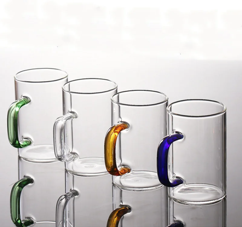 

Handcrafted Eco-Friendly High Borosilicate Glass Tea colourful cup with handle