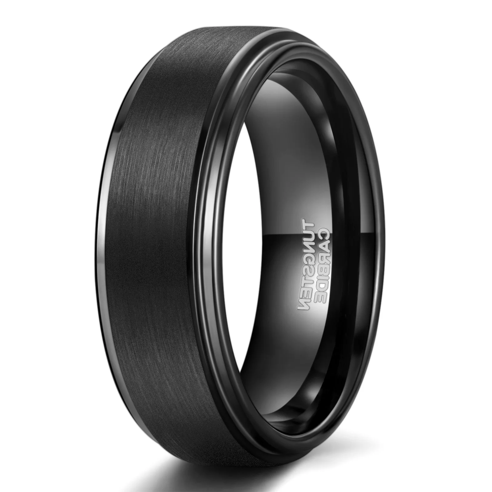 OAHLAN Fashion Jewelry Wholesale 4/6/8mm Eternity Bands Black Brushed Tungsten Carbide Rings for Men Couple Engagement Wedding