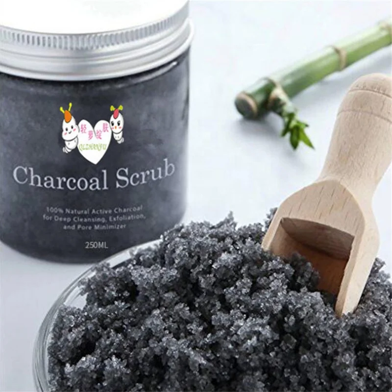 

Deep Cleansing Pores Dirt Activated Bamboo Charcoal Natural Sea Salt Body Scrub For Oily Acne-Prone Skin With Blackheads Pores