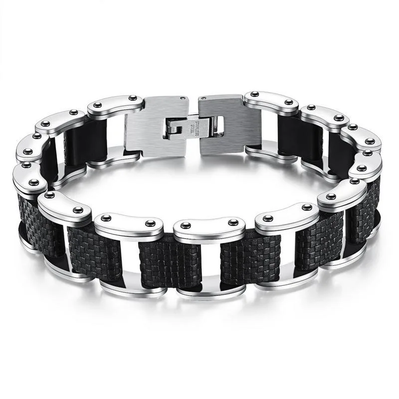 

Weihao Hot Selling European and American Rock Bracelet Fashion Titanium Steel Silicone Bracelet Gift for Boyfriend, As picture show