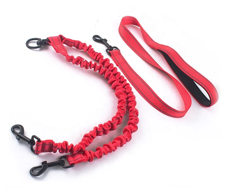 

Hot sale explosion-proof double-headed pet traction belt luminous pet double-headed dog leash one for two big dogs hand holding