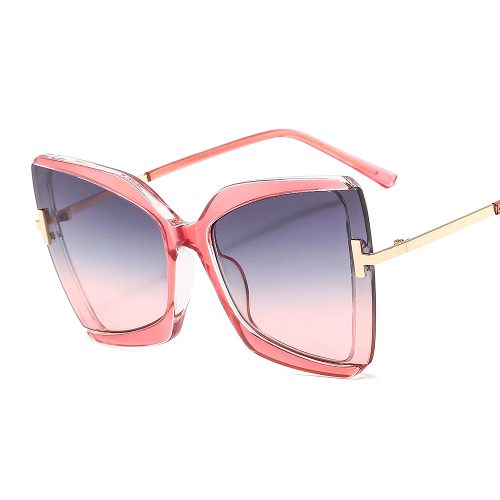 

European American big frame T word decorative men and women sunglasses dazzle color sunglasses