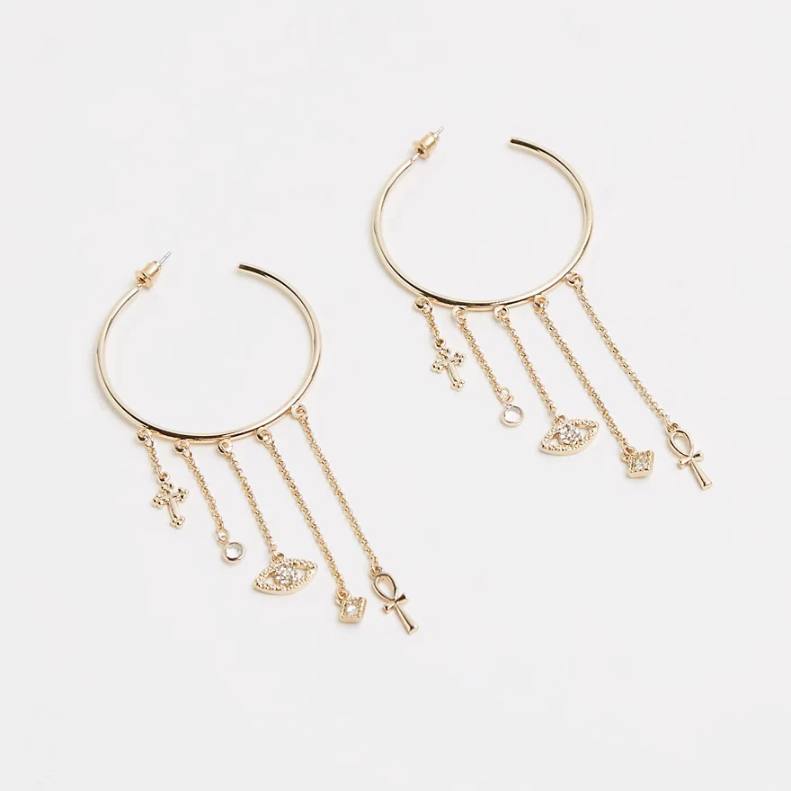 

Women jewelry simple and fashionable lines surround the big earring 14K gold-plated hoop earrings