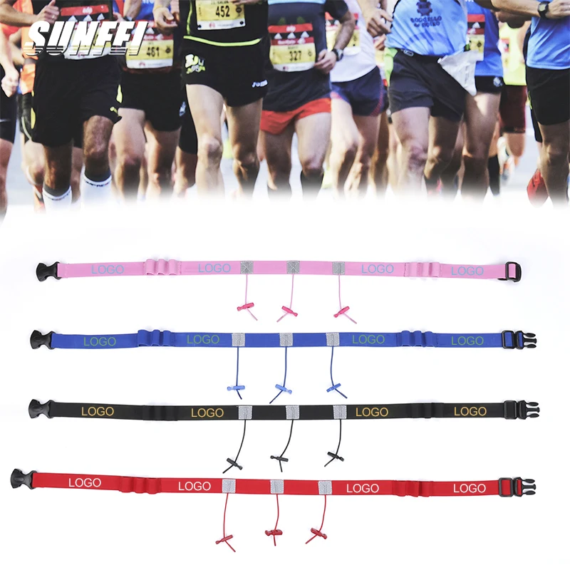 

Custom Reflective Logo race bib belt Marathon adjustable running rubber elastic Waist Belts triathlon race number Holder belt