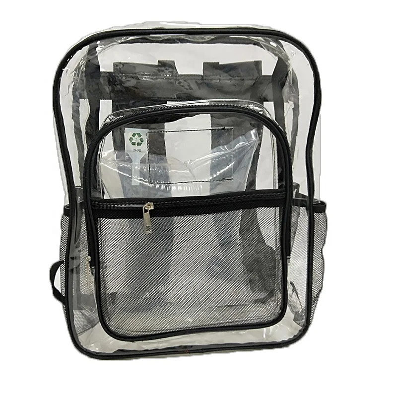 

Custom Waterproof Beach See Through Kids Children Shoulder Bag Teenager Mochila Student Transparent PVC School Backpack In Stock, Black