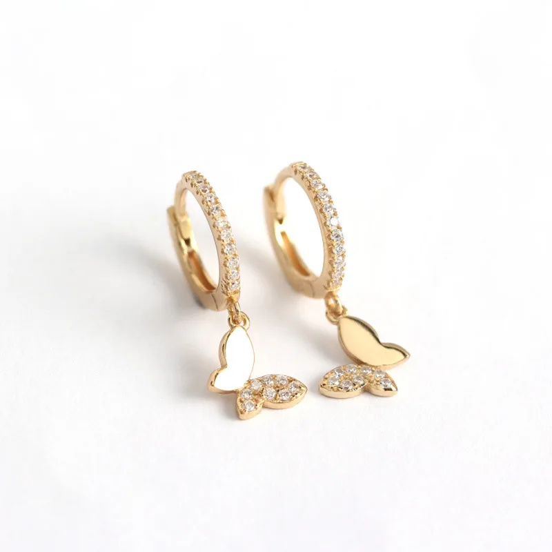 

dainty 18K gold plated over 925 sterling silver Butterfly huggies earring