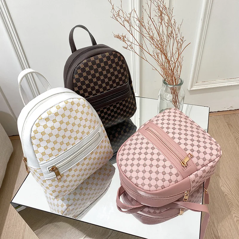 

2022 Stylish Ladies Solid Color Leather Travel Small Back Pack Multi-function Cute Women Mini Backpack For Teenager Girls