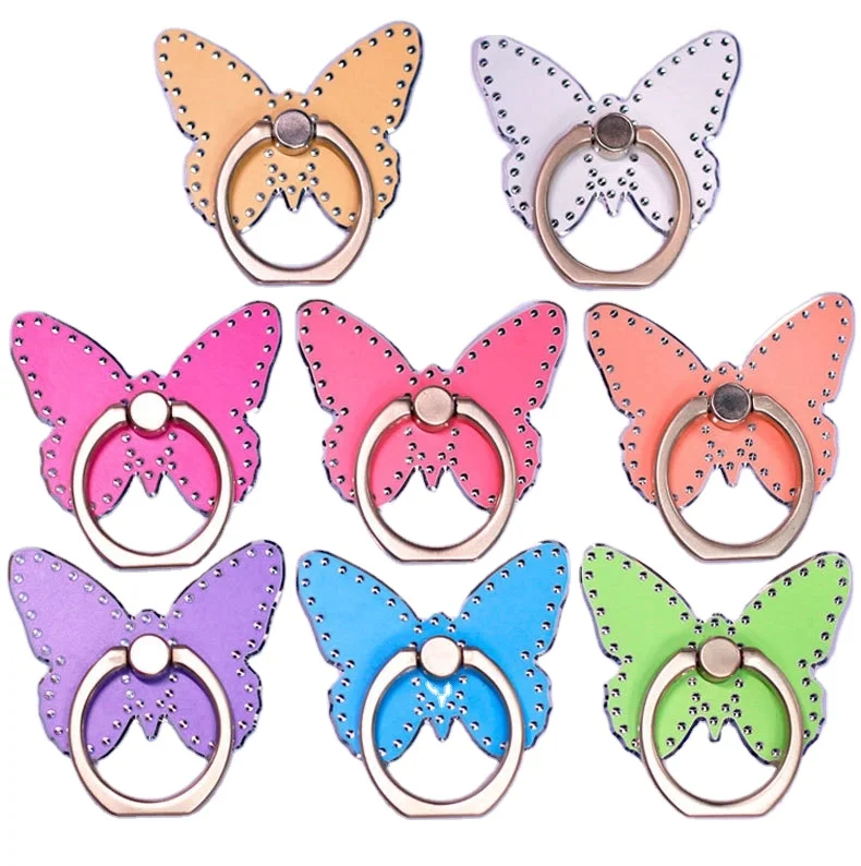 

Metal phone holder butterfly shape ring buckle folding phone holder custom