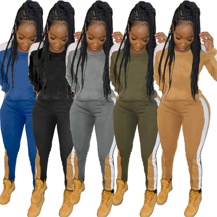 

High-quality Fabric Color Matching Two Piece Set Casual Ladies Long Sleeve Jogger, Picture color