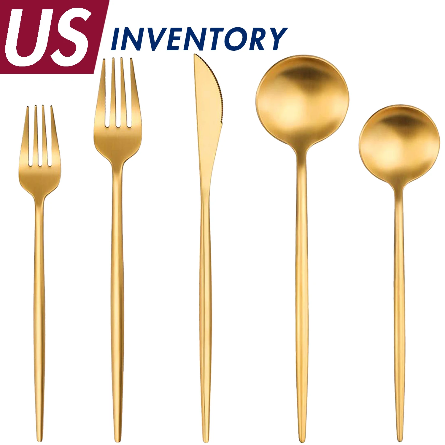 

USA STOCK Wholesale Stainless Steel Metal Cutlery Bulk Spoons and Forks Set Flatware Silverware Restaurant Wedding Gold Utensils
