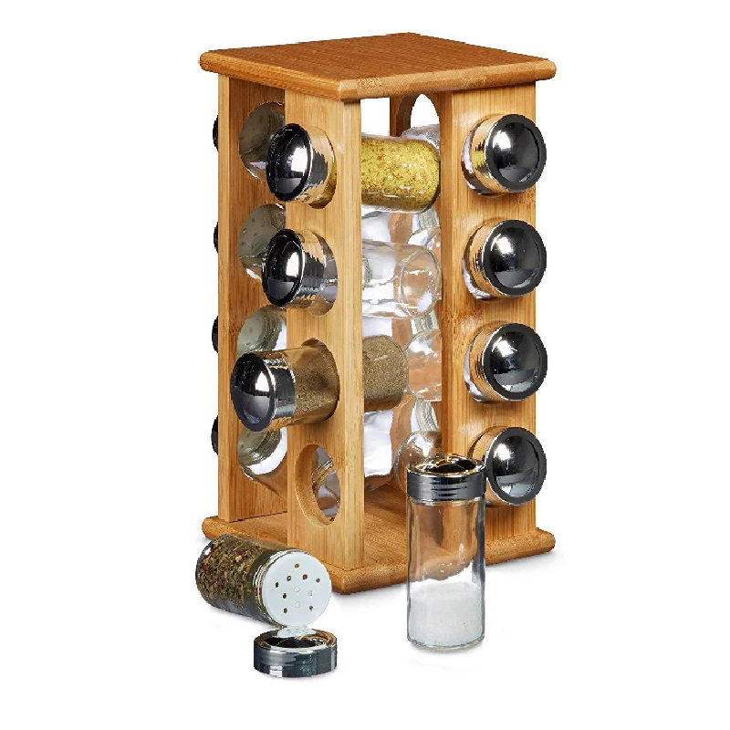 

Pine Seasoning Rack Set Glass Cruet in Kitchen Restaurant Herb & Spice Tools Spice & Pepper Shakers Wood Eco-friendly, Wood color