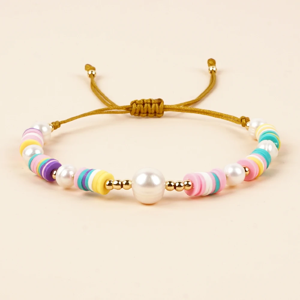 

Go2boho New In Freshwater Pearl Mixed Colorful Heishi Gold Plated Bracelets For Women Boho Summer Beach Lucky Fashion Jewelry