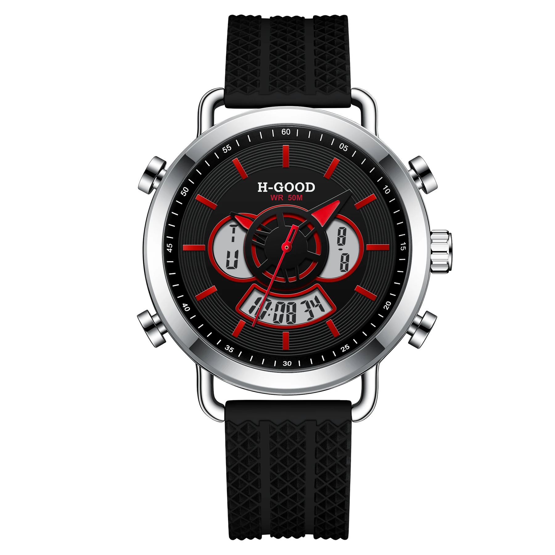 

H-GOOD TK-0006 Fashion Brand Men Sports Watches Digital Analog Watch Waterproof Male LED Relogio Masculino Gift, 3 colors