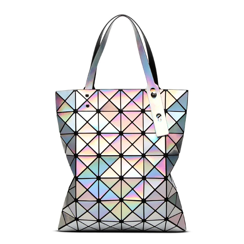 

2021 Fashionable leather designer famous bags Laser diamond folding geometric diamond Ladies handbags, 5 colors