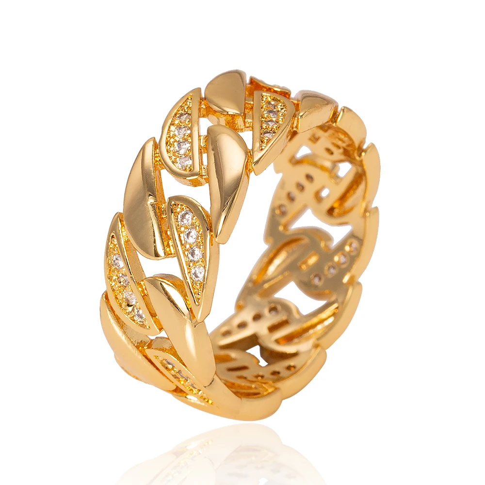 

Hot selling gold leaf ring moissanite zircon leaf ring
