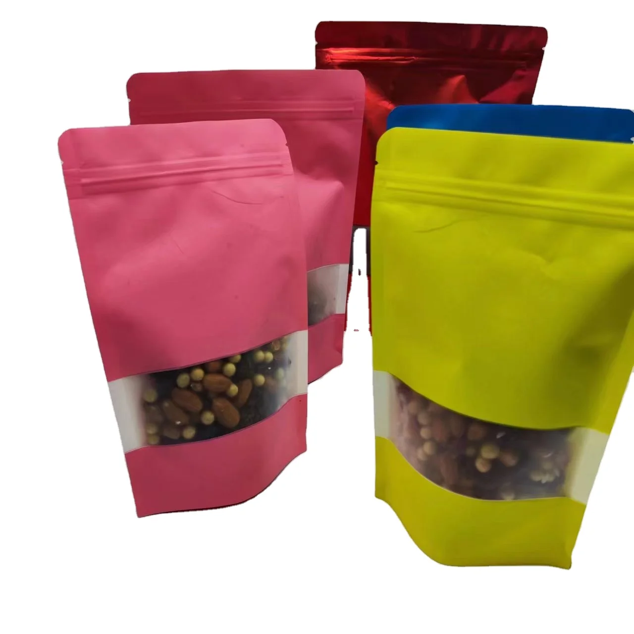 

2023 Colorful package bag Zip lock Brown White Kraft Craft Paper Standing Up Pouches pads Packaging Zipper Bags