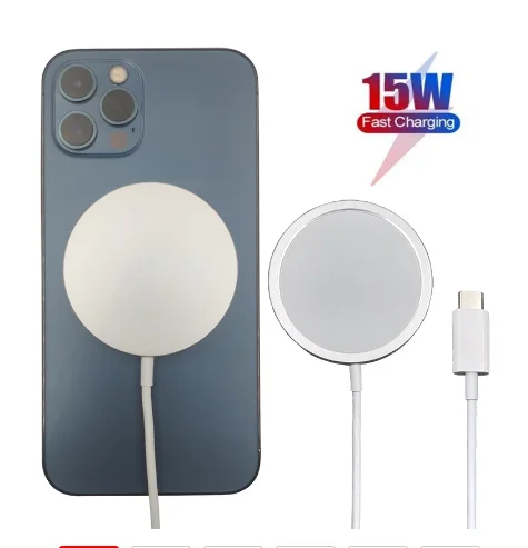 

15W Magnetic Wireless Charger for iPhone 12 Pro Max 12pro Qi Fast Charger for iPhone 12 Mini USB C PD Adapter Magsafe, White