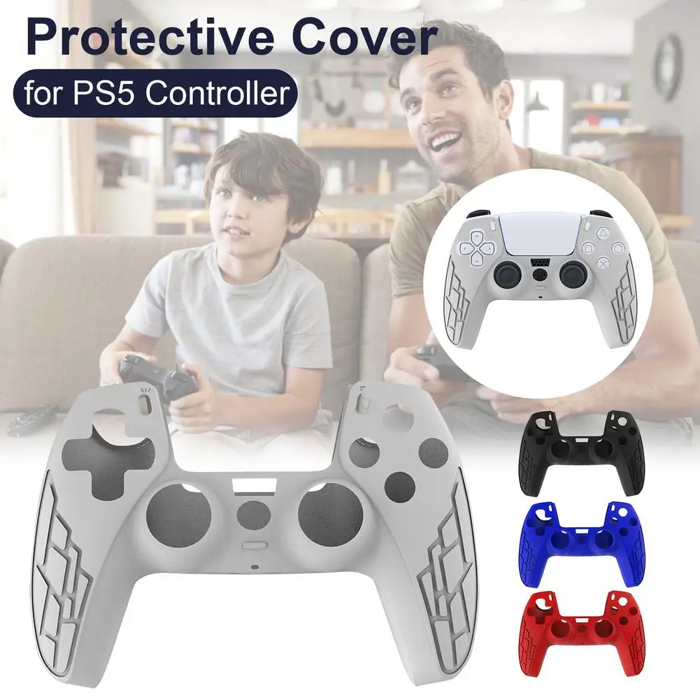 

Soft Skin Silicone Accessories Gamepad Case Cover Shell For Sony Playstation 5 PS5 Controller Fundas, Black,white,blue,red