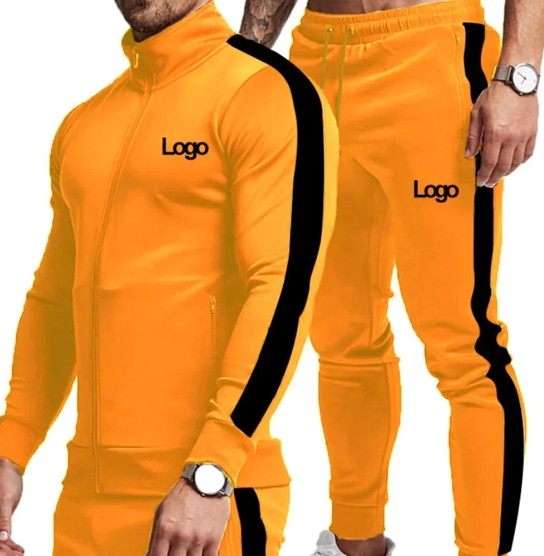 

2021 New high quality Amazon hot sale 2 pieces gym tracksuit slim fit jogging men sweatsuit set with logo, Customized color
