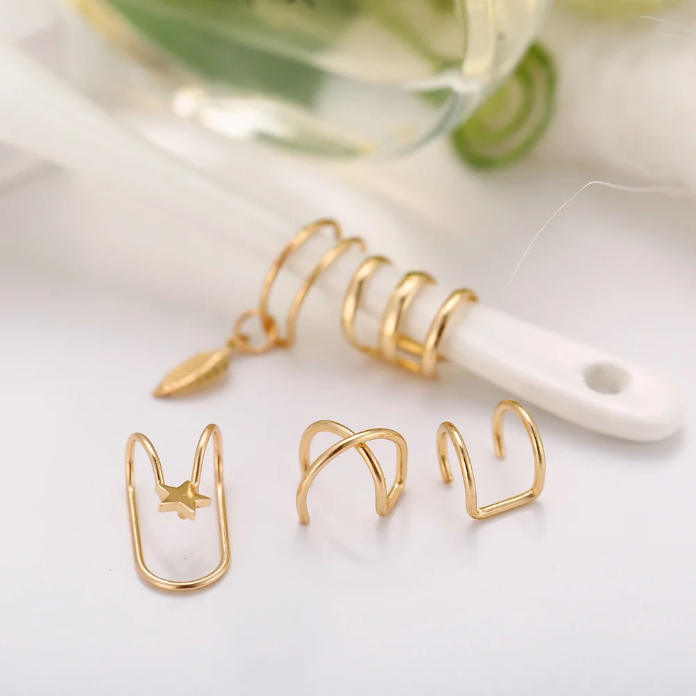 

New Ear Clips 5-piece Set Creative Personality Double C Cartilage U-shaped Double Layer Non-pierced Earrings