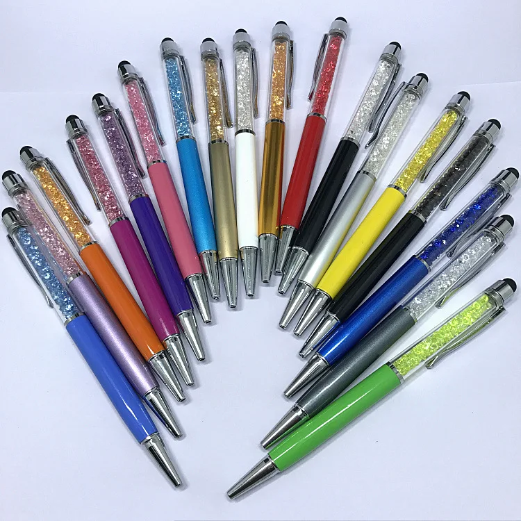 

Promotional Cheap Custom Logo Multi Color Crystal Metal Ballpoint Pen Touch Pen Wedding Gift Stylus Pen With Crystal