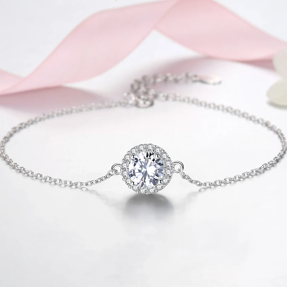 

Forewe Luxury Jewelry 925 Sterling Silver Bracelets for women Crystal Bracelet Wedding Party Jewelry