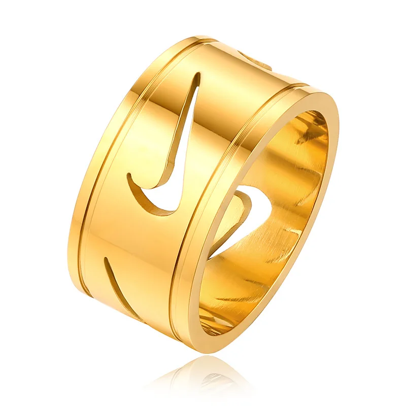 

New stainless steel titanium steel ring openwork hook ring hip-hop personality sport style ins ring