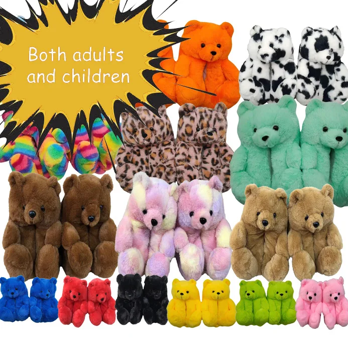 

Drop Shopping Delivery within 4 Days House Slippers Plush Slipper animals Teddy Bear Slippers For Women Girls  Fit All