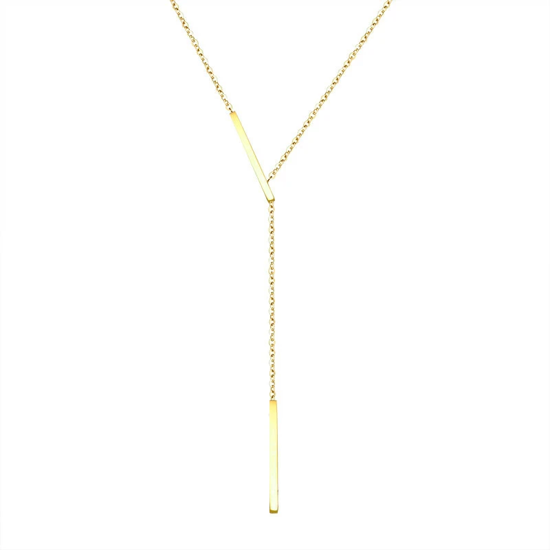 

Y-Shaped Long Clavicle Necklace Stainless Steel Material Plated Hypoall Ergenic Jewelry BSP553