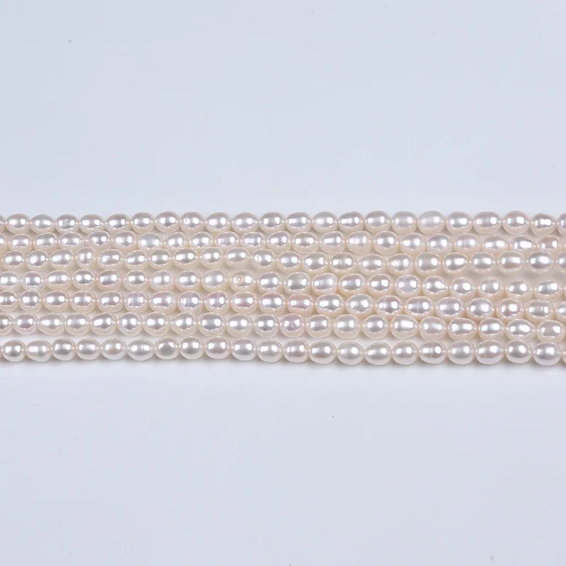 

7-8mm natural white rice shape pearl freshwater loose necklace beads pearl strand
