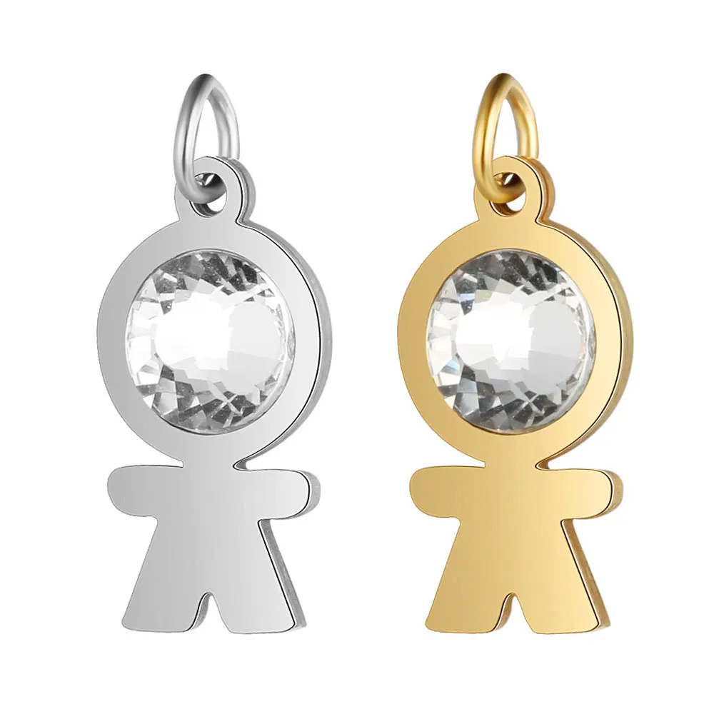 

5Pcs/Bag Titanium Steel pendant DIY polished stainless steel accessories Match 7mm rhinestone pendant