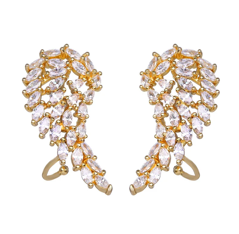 

New 925 sterling silver jewelry colorful earrings gemstone gilded wings earrings